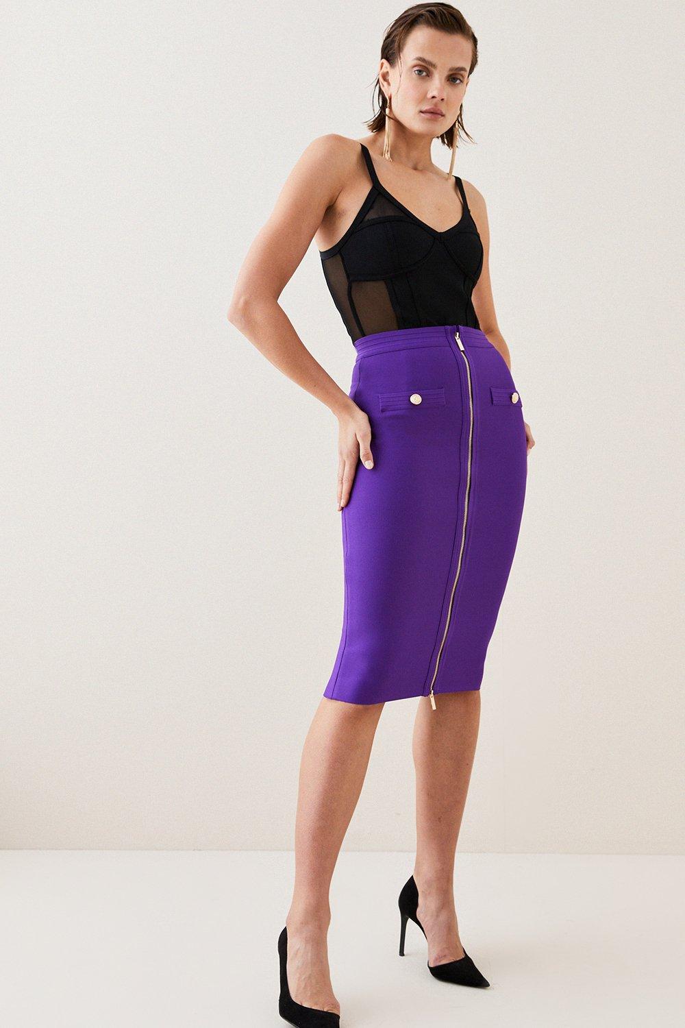 Purple Cotton Midi Skirt - Bynelo | Cotton midi skirt, Purple pencil skirt,  Skirts
